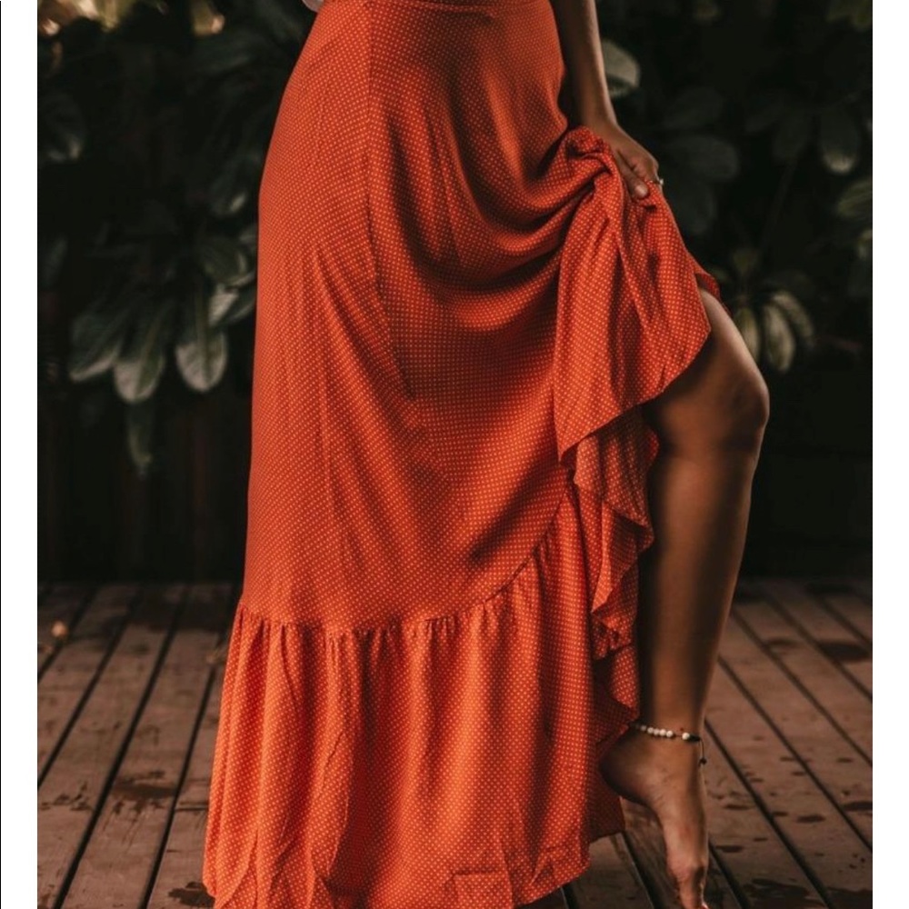 Maxi wrap ruffle skirt
